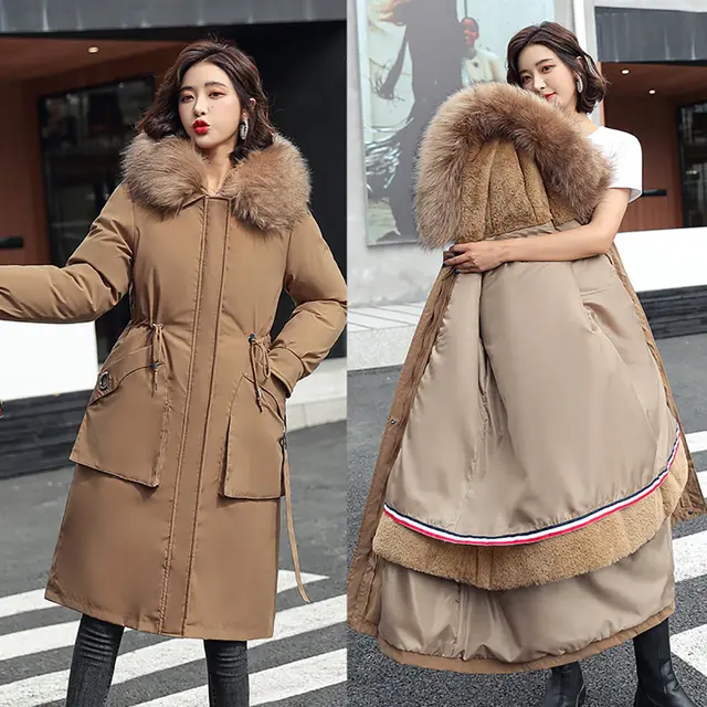 Vielleicht -30 Degrees Women Jacket Long Parkas Female Coat Winter Warm Removable Fur Lining Hooded Winter Jacket Women Outwear Auburn