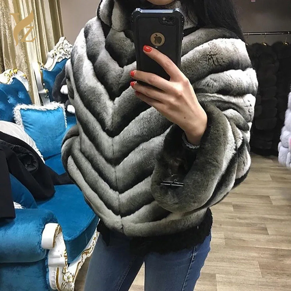 YZ. FURTURE зимнее пальто Для женщин из натурального меха шиншилла кролик рекс мех из, внутренняя отделка из кроличьего меха на зиму из натурального меха Для женщин куртка из кроличьего меха