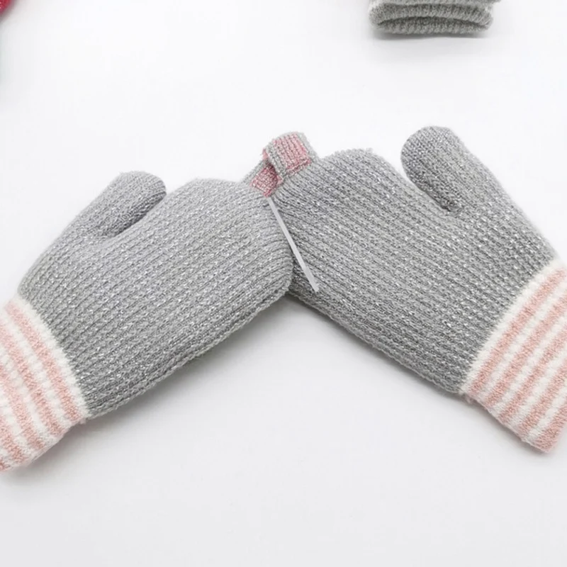 Осенне-зимние перчатки для мальчиков и девочек; повседневные Модные теплые перчатки с милым рисунком; детские варежки на палец