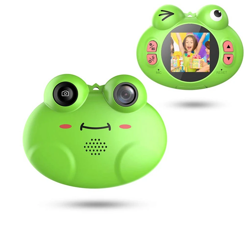 

Digital Camera For Kids,Cute Cartoon Frog Design Portable Compact Anti-Shake Rechargeable With Games Diy Video Effects Kids Came
