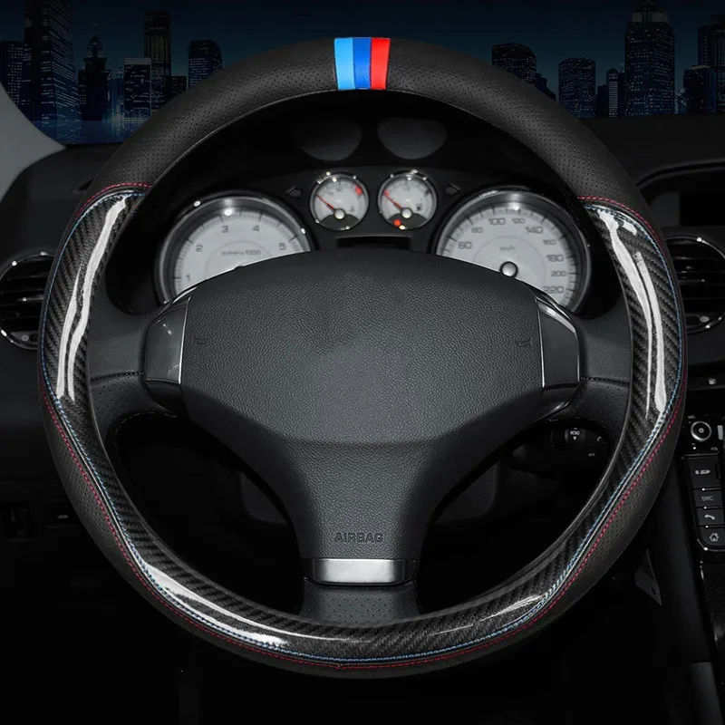 2021 Car Carbon Fiber Cowhide Steering Wheel Kit for Peugeot 206 207 208  308 406 408 508 301 - AliExpress