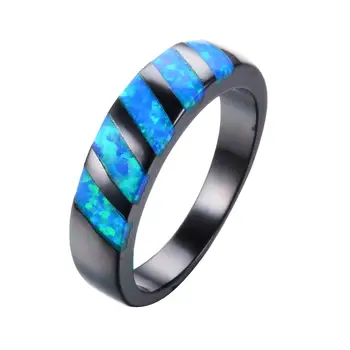 

New fashion female models black engagement ring love seaside holiday jewelry blue stone rings for women 2020 jewelry