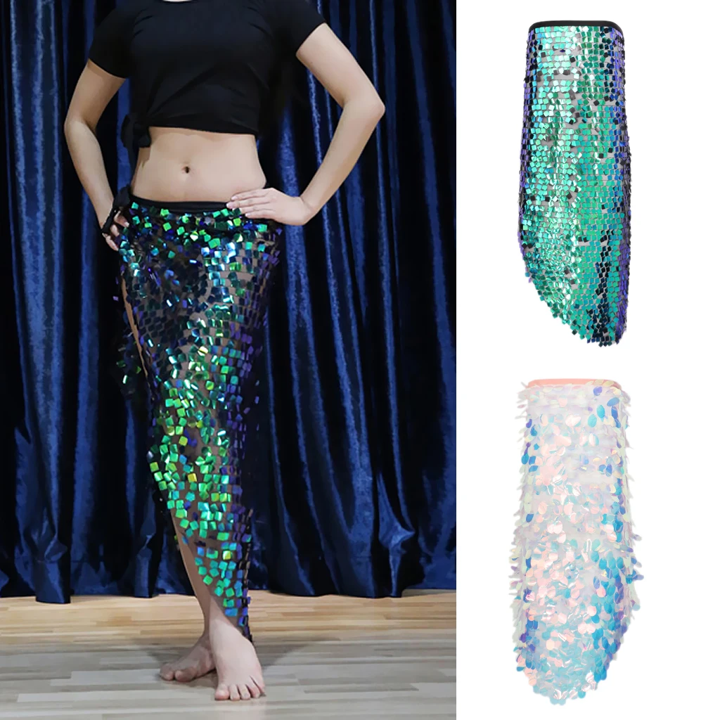 Belly Dance Hip Scarf Shining Sequins Triangle Scarves with Tassel Dance Hip Wraps Accessories