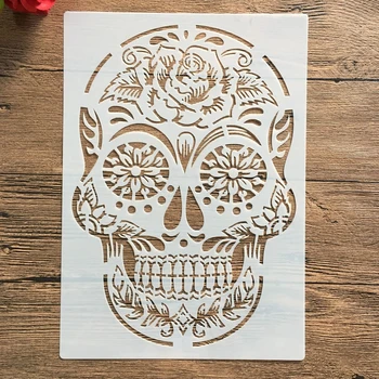 

A4 29 * 21cm Skull DIY Stencils Wall Painting Scrapbook Coloring Embossing Album Decorative Paper Card Template,wall