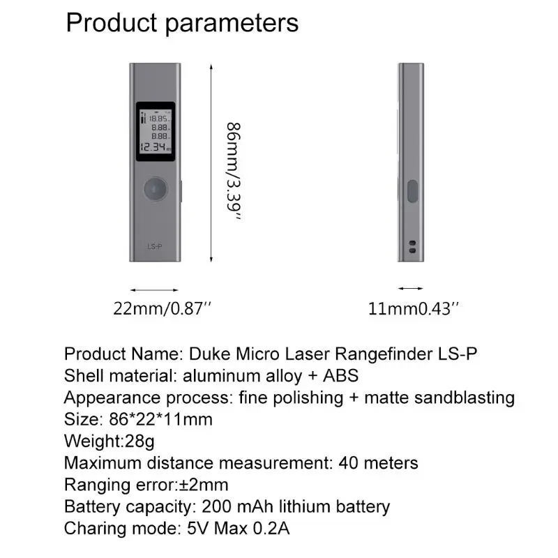 Mini 40m Laser Rangefinder High Precision Area Volume Angle Distance Meter LS-P Mini 40m Laser Rangefinder High Precision Area Volume Angle Distance Meter LS-P