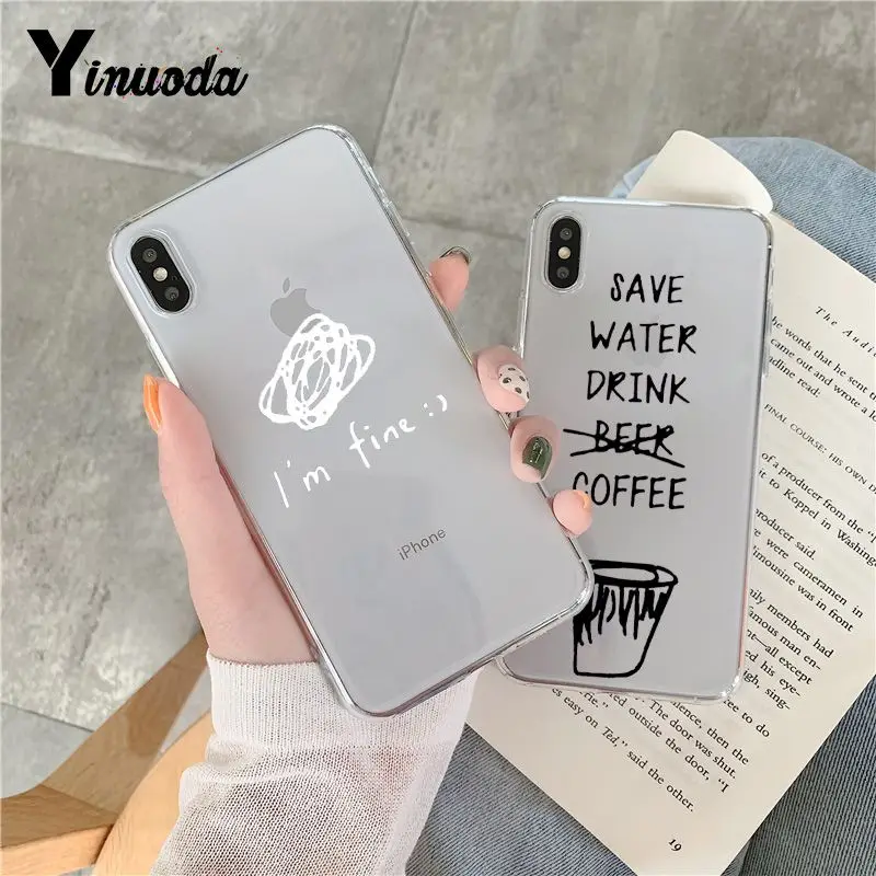 

Yinuoda For iPhone 8 8Plus X 7 7Plus Soft TPU Silicone Matte Case Girl Sticker Memes Cool Quote Funny Words For XS Max X XR