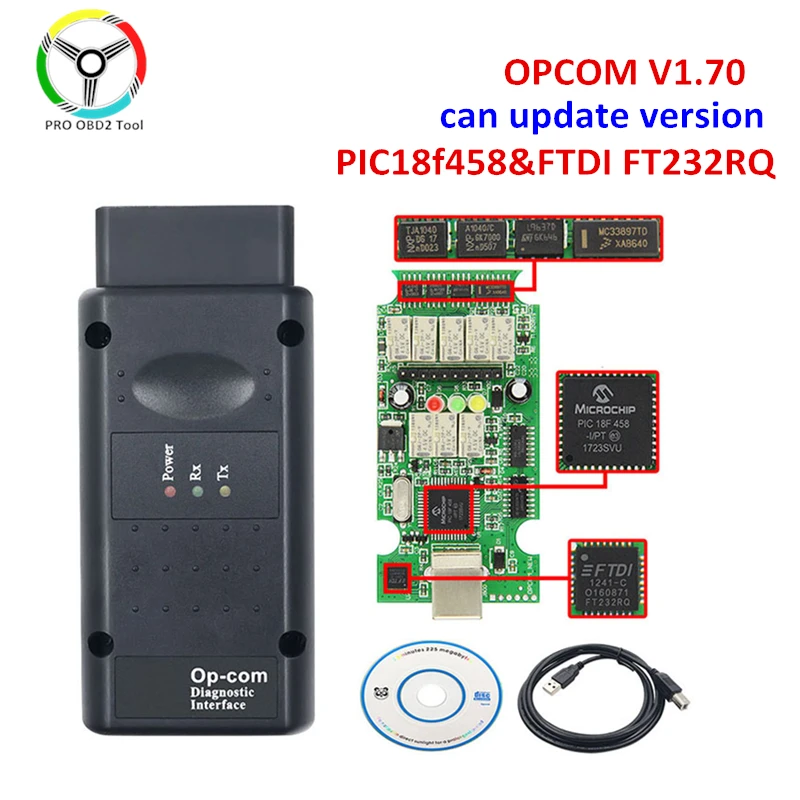 Nova atualização opcom v1.70 com pic18f458 ftdi chip para opel carro scanner diagnóstico flash atualização de firmware versão opcom v1.95
