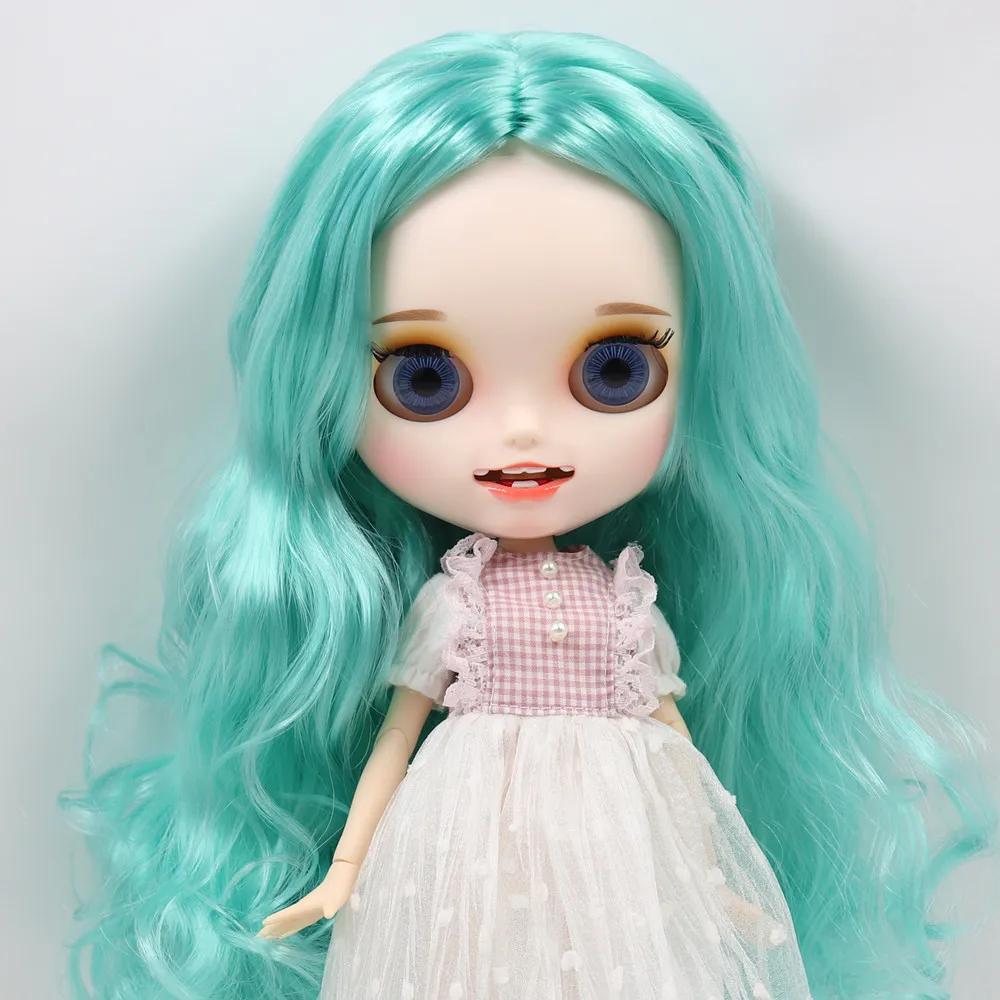Ледяной обнаженный Blyth кукла No. BL136/4268 Голубой волос резные губы открытый рот матовая индивидуальные лица сустава тела 1/6 bjd