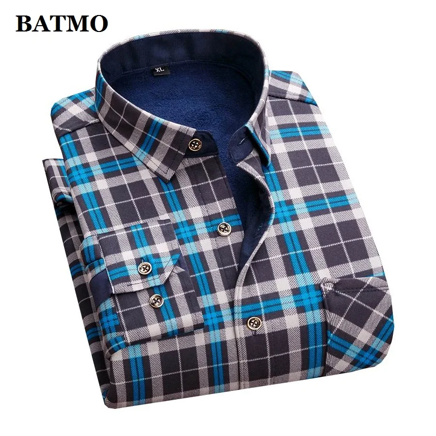 BATMO Новое поступление зимние высококачественные толстые повседневные рубашки в клетку мужские теплые рубашки с принтом Большие размеры CS15 - Цвет: 818