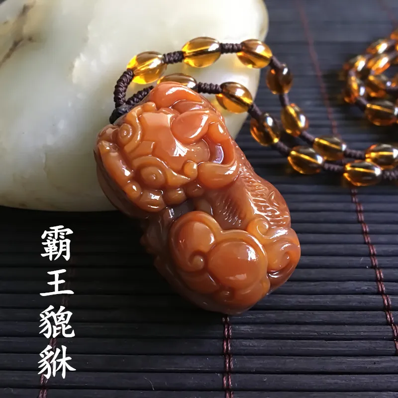 

Admirable Huang Long Jade Amulet solid PiXiu Pendant fortune Beast Lucky hanging Talisman