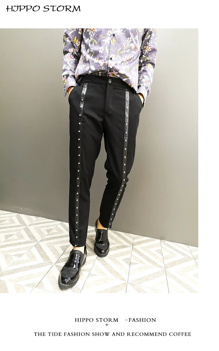 Режим Potlood Broek ночной клуб певица стадион Kleding Mannen уличная хип хоп панк готика Повседневная Zwarte Harembroek Mannelijke