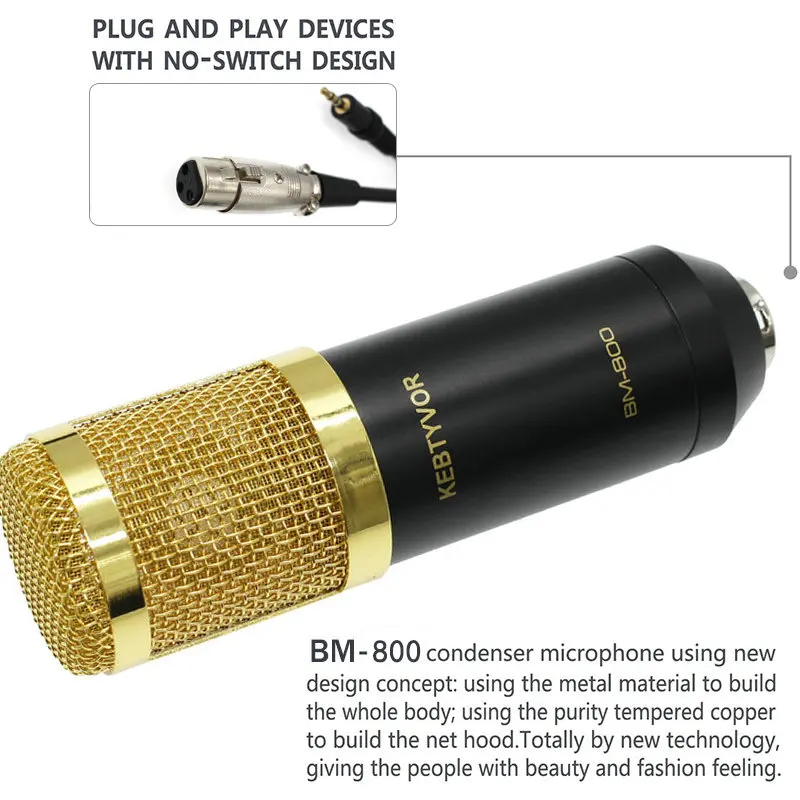 bm 800 Microfono kit Studio Microphone Recording Condenser Karaoke Microphone For Audio Sound Recording Microphone