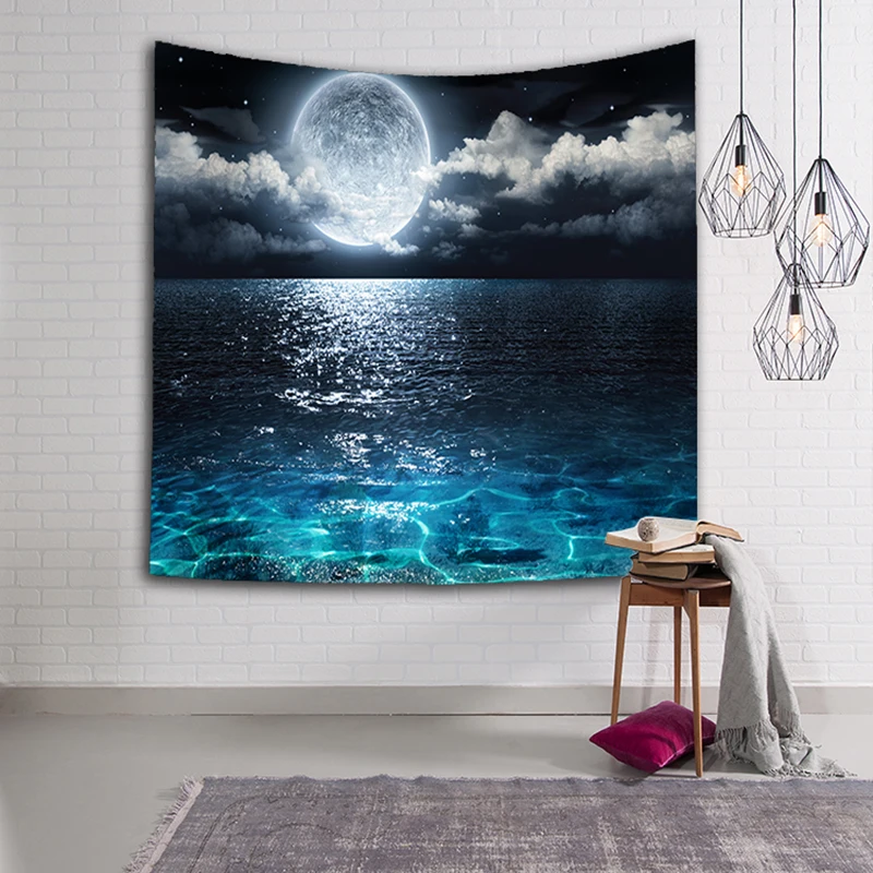 Большой размер Океанский гобелен с Луной галактика декоративный настенный гобелен настенный Декор для пикника пляжное полотенце - Цвет: Style 1