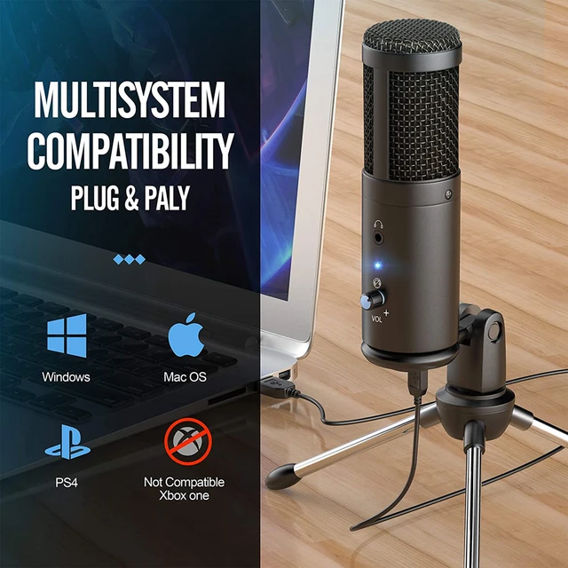 Micrófono USB F1 para estudio, condensador profesional para grabación de PC, ordenador, Streaming, juegos, Karaoke, cantar, soporte 2