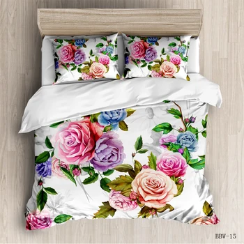 

3Pcs Queen Size Luxury 3D Rose Bedding SetS Red Color Bedclothes Comforter Cover Set Wedding Bed Duvet Quilt Cover Pillowcase