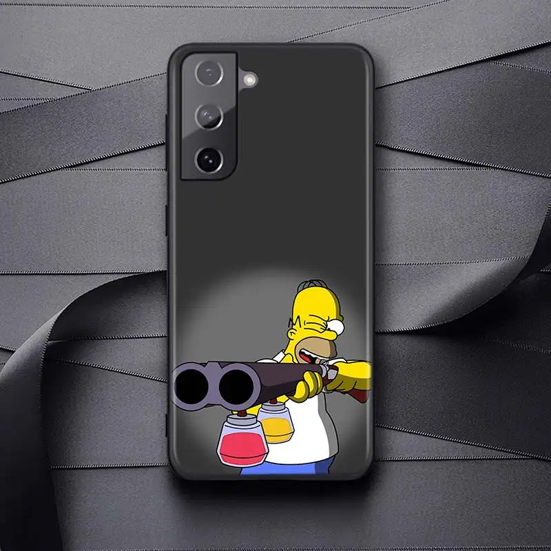 The Simpsons Soft Black Cover For Samsung Galaxy S22 S21 S20 FE Ultra S10 S10e Lite S9 Plus Pro Phone Case kawaii phone cases samsung Cases For Samsung