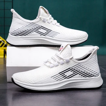 

2020 Fashion Men Sneakers Mesh Breathable Flat Men Shoes Lace Up Comfortable Mens Shoes Breathable Plus Size 44 Hot Sale