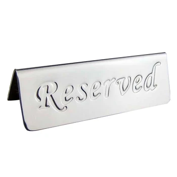 

Stainless Steel Durable Restaurant Display Party Triangle Portable Bar Desktop Reserved Pattern Double Side Table Sign Indicator