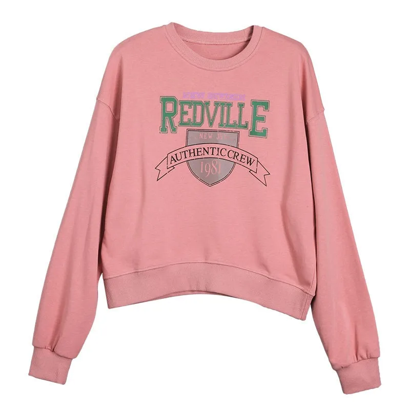 

NEW Casual Letter Print Oversized Sweatshirt Women Tops Long Sleeve Pink Vogue autumn Pullover Female Harajuku Loose Hoodie