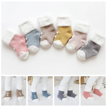 

Baby Kids Socks Solid Soft Infant Toddler Baby Socks Boys Girls Cartoon Animals Anti-Slip Knitted Warm Socks