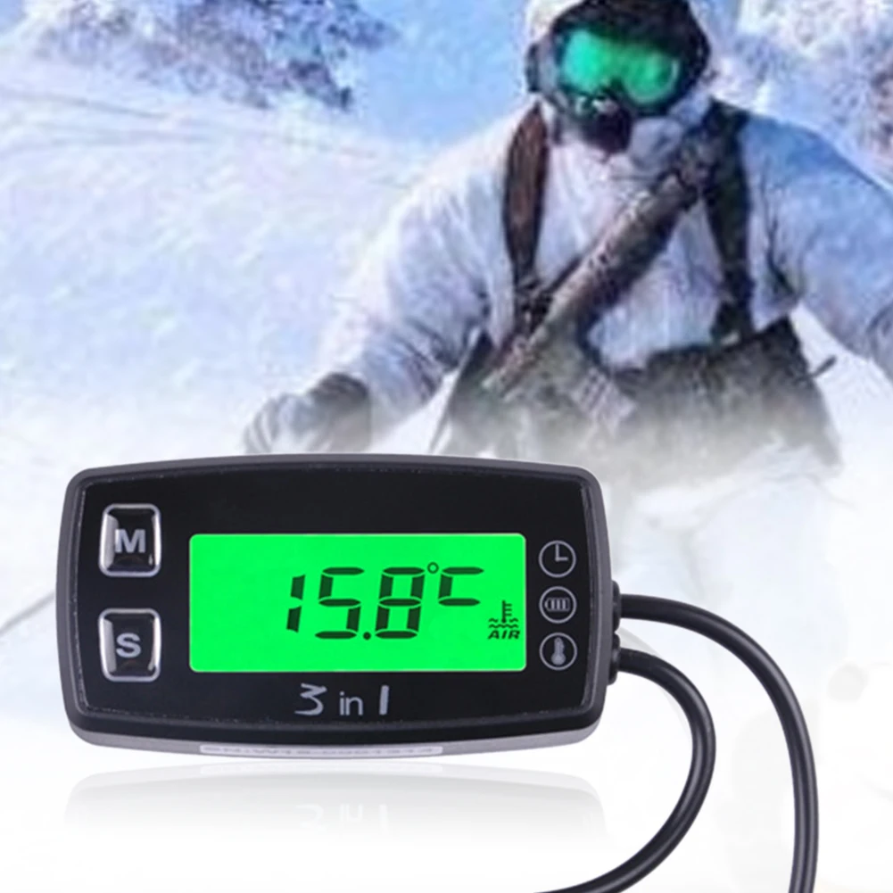 

Motorcycle ATV Voltage Meter Waterproof Realtime Accurate Thermometer Clock 3 In 1 Large Screen LCD Digital Snowmobile Practical