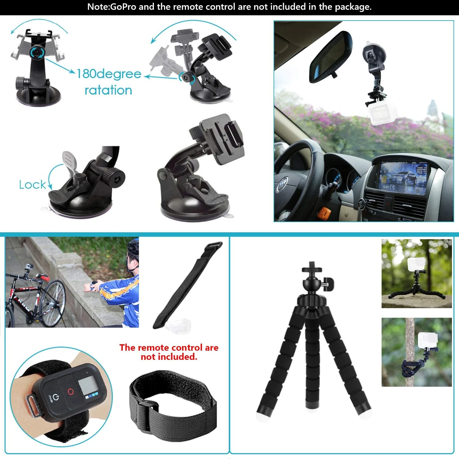 SOOCOO Action Camera Accessories Set For gopro hero 9 8 7 6 For Xiaomi Yi Case Kit Strap Mount Selfie Stick Motorcycle Backpack