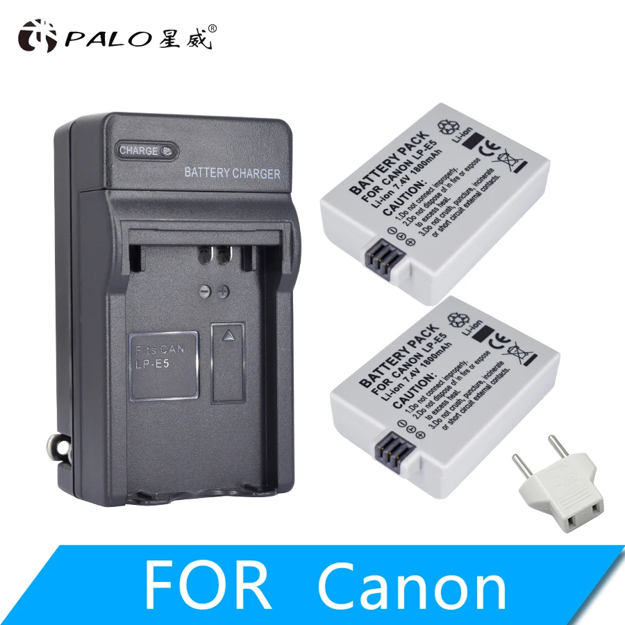 2pcs and charger PALO 7,4 V 1800 мА/ч, LP-E5 LPE5 LP E5 батарейный блок камеры для цифровой однообъективной зеркальной камеры Canon EOS rebel XS rebel T1i rebel XS я 1000D 500D 450D L10 - Цвет: 2pcs and charger