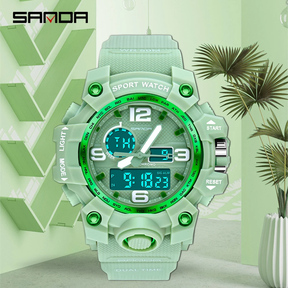 SANDA New Design Women Watches Sports Military Waterproof Watch Analog Digital Watch Ladies Clock Casual Relogio Feminino 842|Women