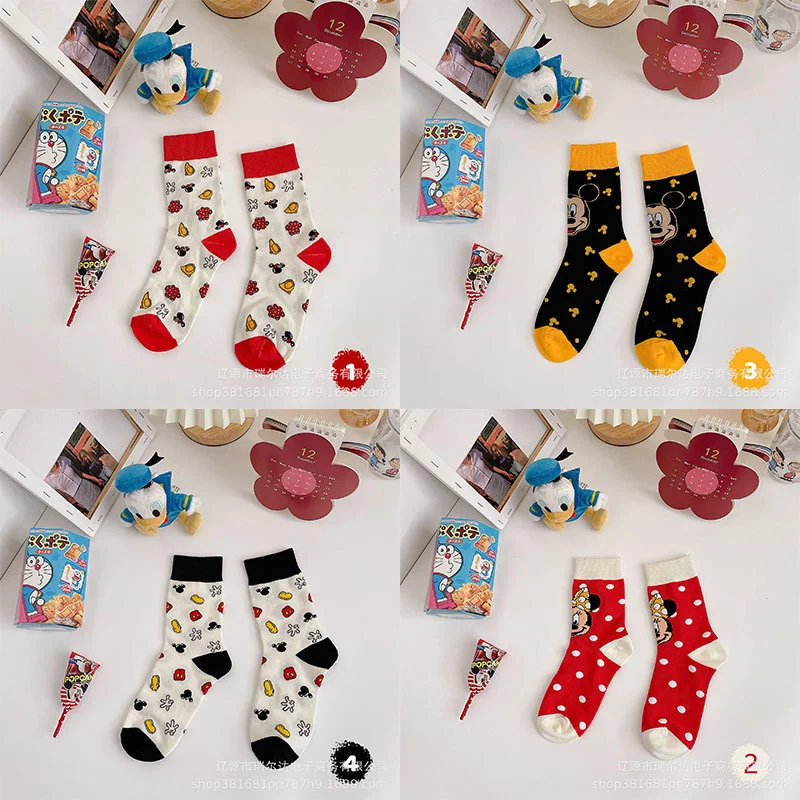1 pair The New Disney Anime figure Summer Mickey Minnie mouse tube socks Cartoon casual xxx boy and girls Princess socks min