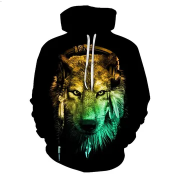 

Cloudstyle 2019 Fashion 3D Hoodies Men Hoody Sweatshirt Indian Dj Wolf 3D Print Casual Pullovers Tops Tracksuits Plus Size 7XL