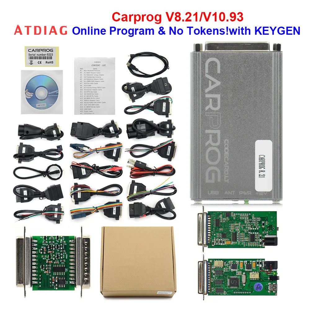 V8.21 V10.93 Carprog оригинальный полный адаптер для автомобиля Prog 8 21 с брелоком