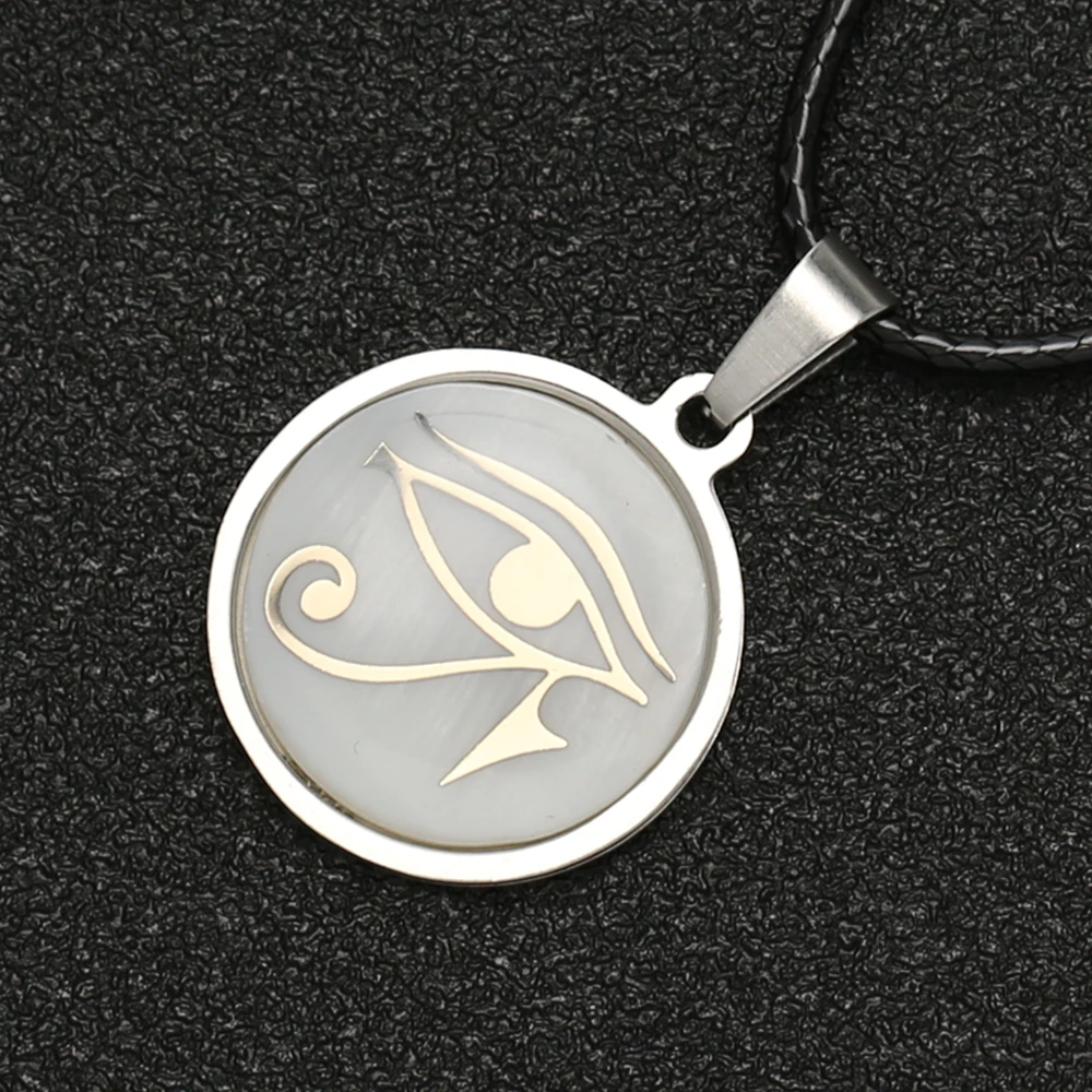 Eye Of Horus Necklace Wedjat Eye Amulet Ancient Egyptian Religion Symbol Silver Pendant Stainless Steel Shell Jewelry Wholesale