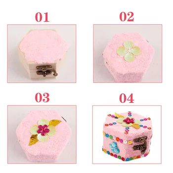 

Small DIY Unfinished Unpainted Plain Wooden Wood Jewelry Box Ring Earrings Case