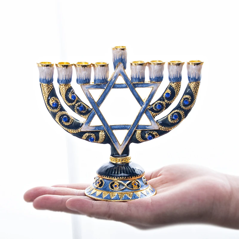 H& D 9 ветка Маген Давид Менора ручная роспись подсвечник коллекция для Hanukkah Shabbat Рождественская церемония домашний Декор подарок