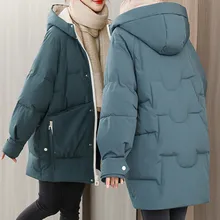 Women Parkas Thickened Cotton Clothes for Women Solid Zipper Long Sleeve Clothes Women Hooded Collar 2021 OL Winter Jacket Women