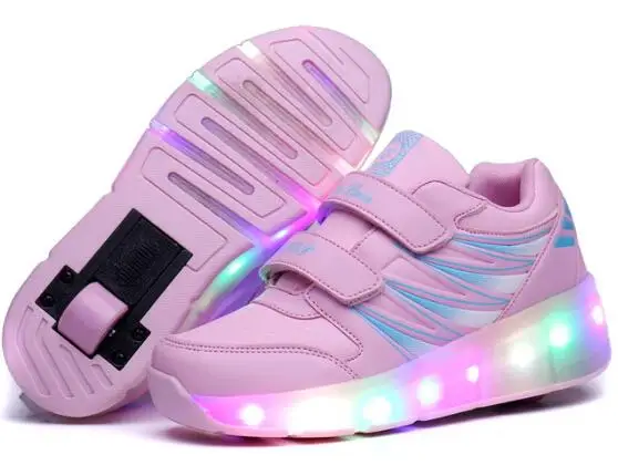 003 pink 1 wheel Детские кроссовки с колесами, светильник, обувь для детей, для мальчиков и девочек, Heelys, Ночная вспышка, светодиодный, кроссовки, обувь - Цвет: 003 pink 1 wheel