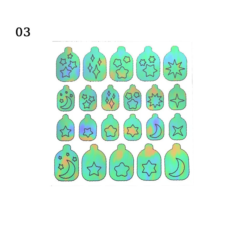 22 листа пламя Holo наклейки для ногтей винилы трафарет стикеры 3D на ногти Nail Art Наклейки маникюрные украшения