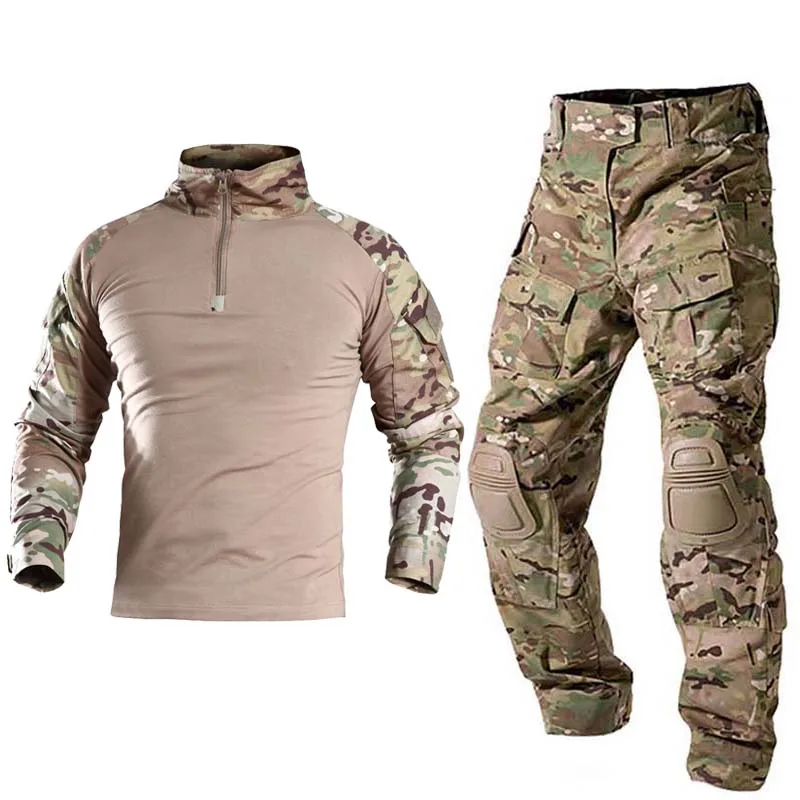 Military Uniform Airsoft Tactical Combat Shirt Us Army Clothing Tatico Tops Multicam Camouflage Hunting Fishing Pants Elbow/Knee