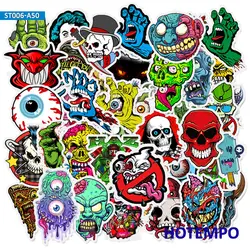 Paquete de pegatinas de estilo calavera para teléfono, pegatinas para ordenador portátil, equipaje, guitarra y monopatín, mezcla de Horror Series Hell Scare, 50 Uds.