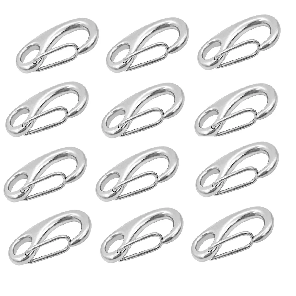 12pcs Boat Marine Anchor Rigging Clip - 316 Stainless Steel Safety Spring Snap Hook Carabiner, 2 inch 50mm Length