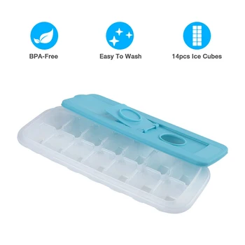 

Good Healthy 14 Grid Ices Cubes Tray Maker with Removable Lid Cocktails Whiskey Square