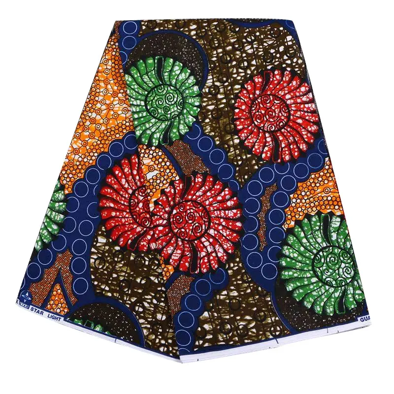 6 ярдов цветной цветок африканская ткань ветер хлопок Набивная Ткань простая Геометрическая набивная ткань Африканская восковая печать