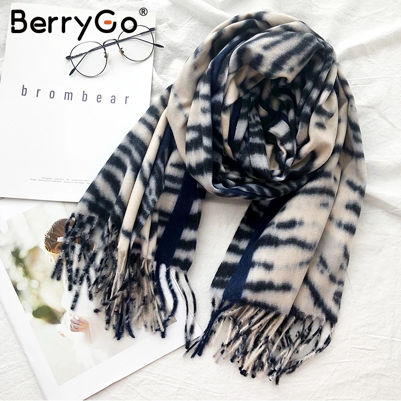 

BerryGo Autumn winter leopard print women scarf Casual streetwear ladies thick warm scarf Chic tassel female shawls scarves