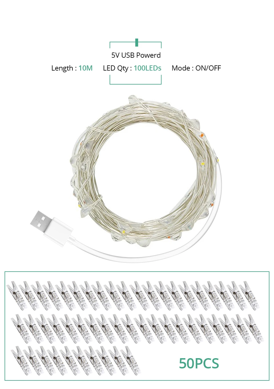 2/5/10 м гирлянда карты Медный провод светодиодный строки фото клип USB Батарея работает Рождественский Декор Свадебная вечеринка изображения огни