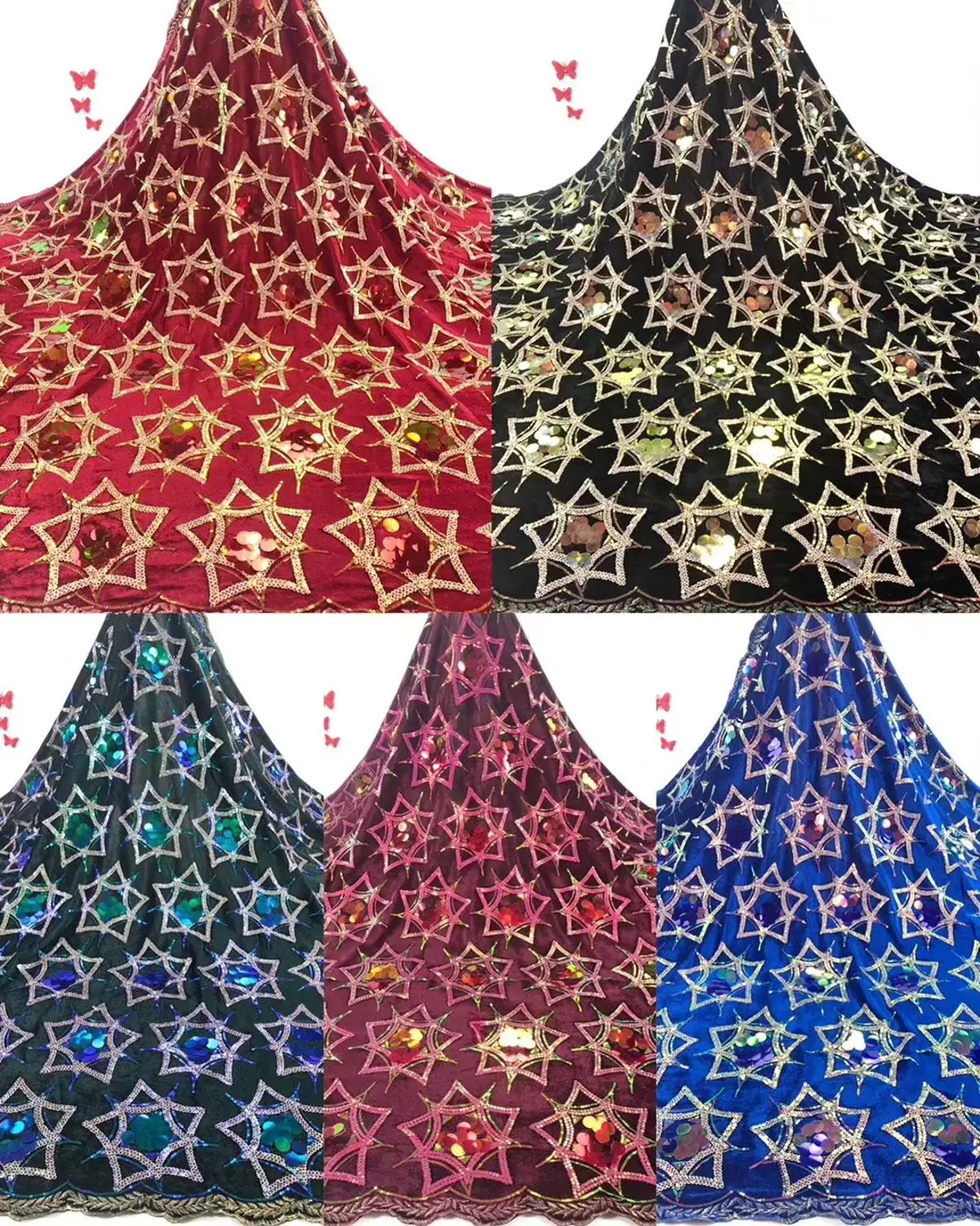 Африканская Высококачественная бархатная кружевная ткань с двойными пайетками, французский тюль, материалы для вышивки, 5 ярдов, вечерние платья для свадьбы