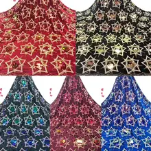 Африканская Высококачественная бархатная кружевная ткань с двойными пайетками, французский тюль, материалы для вышивки, 5 ярдов, вечерние платья для свадьбы