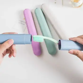 

Anti-bacterial Portable Travel Toothbrush Box Cover Integrated Forming and Round Design Protect Wash Cup Case Holder