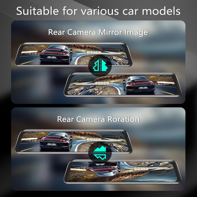 VVCAR V17 12 дюймовый автомобильный видеорегистратор с зеркалом заднего Камера Dashcam GPS