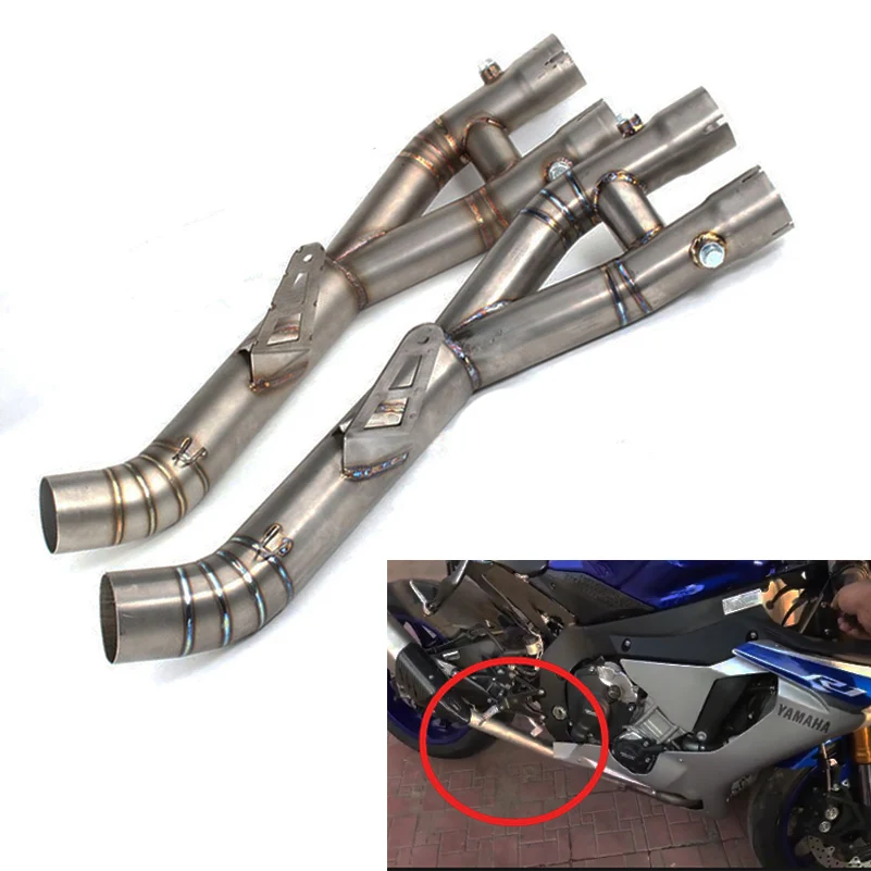 Для Yamaha YZF-R1 YZF R1 YZFR1 мотоцикл Модифицированная выхлопная труба мото Передняя средняя Соединительная труба без шнуровки