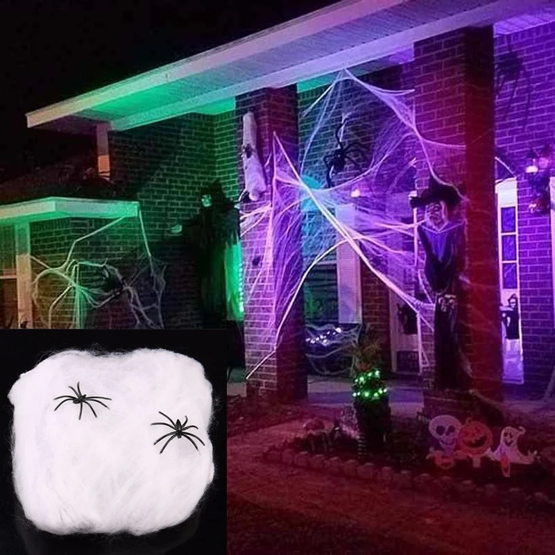 

Halloween Spider Web Scary Party Scene Props Stretchy Cobweb Home Bar Decoration Horrible Scary Haunted House Scene Props Decor